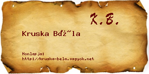 Kruska Béla névjegykártya